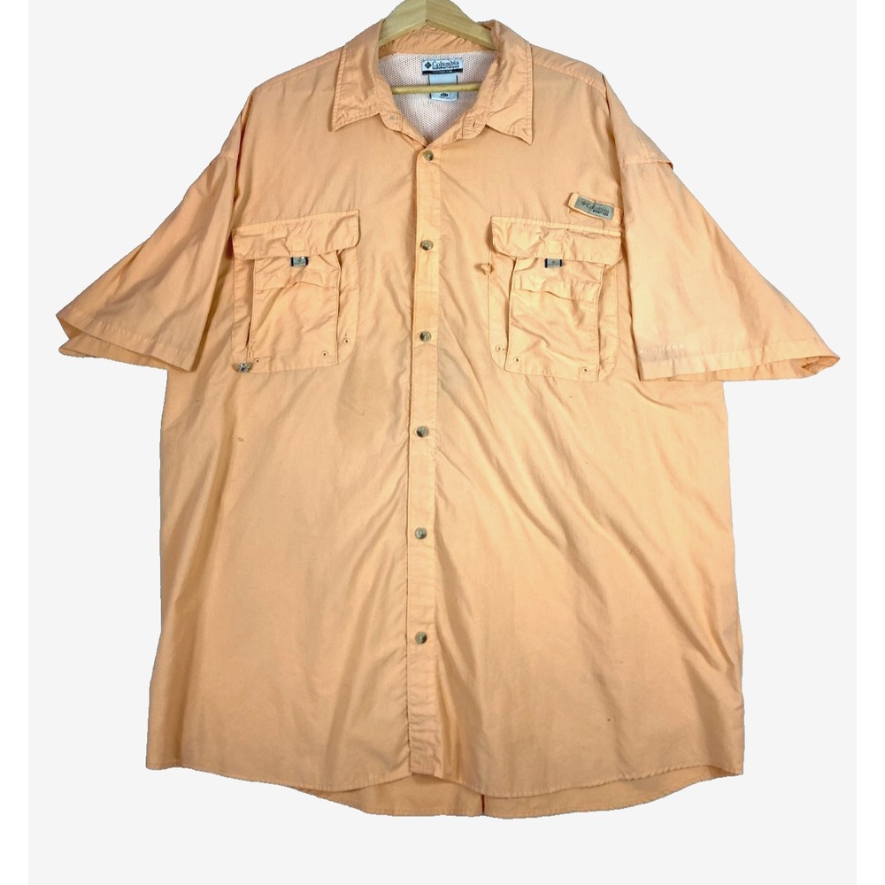 Columbia Peach Short Sleeve Button-Down Shirt